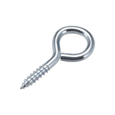 Harfington Uxcell 2.3" Screw Eye Hooks Self Tapping Screws Carbon Steel Screw-in Hanger Eye-Shape Ring Hooks 30pcs