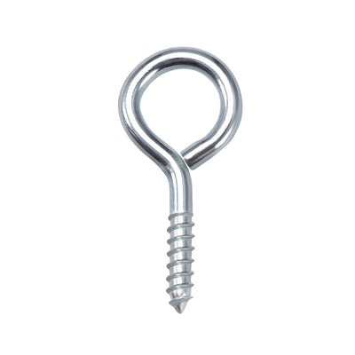 Harfington Uxcell 2.3" Screw Eye Hooks Self Tapping Screws Carbon Steel Screw-in Hanger Eye-Shape Ring Hooks 30pcs