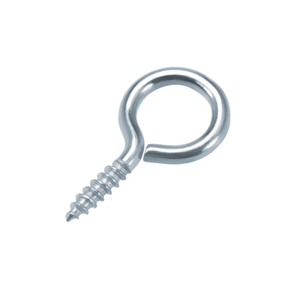 Harfington Uxcell 0.75" Small Screw Eye Hooks Self Tapping Screws Carbon Steel Screw-in Hanger Eye-Shape Ring Hooks Silver 30pcs