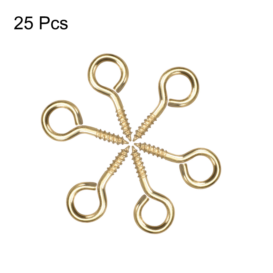 uxcell Uxcell 1.1" Small Screw Eye Hooks Self Tapping Screws Carbon Steel Screw-in Hanger Eye-Shape Ring Hooks Gold 25pcs