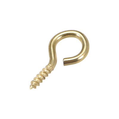 Harfington Uxcell 0.59" Small Screw Eye Hooks Self Tapping Screws Carbon Steel Screw-in Hanger Eye-Shape Ring Hooks Gold 100pcs