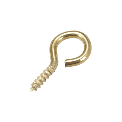 Harfington Uxcell 0.7" Small Screw Eye Hooks Self Tapping Screws Carbon Steel Screw-in Hanger Eye-Shape Ring Hooks Gold 100pcs