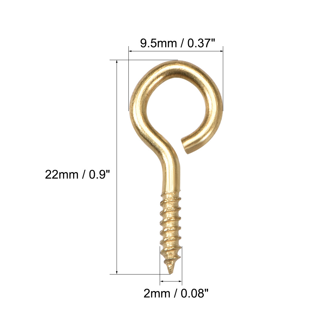 uxcell Uxcell 0.9" Small Screw Eye Hooks Self Tapping Screws Carbon Steel Screw-in Hanger Eye-Shape Ring Hooks Gold 50pcs