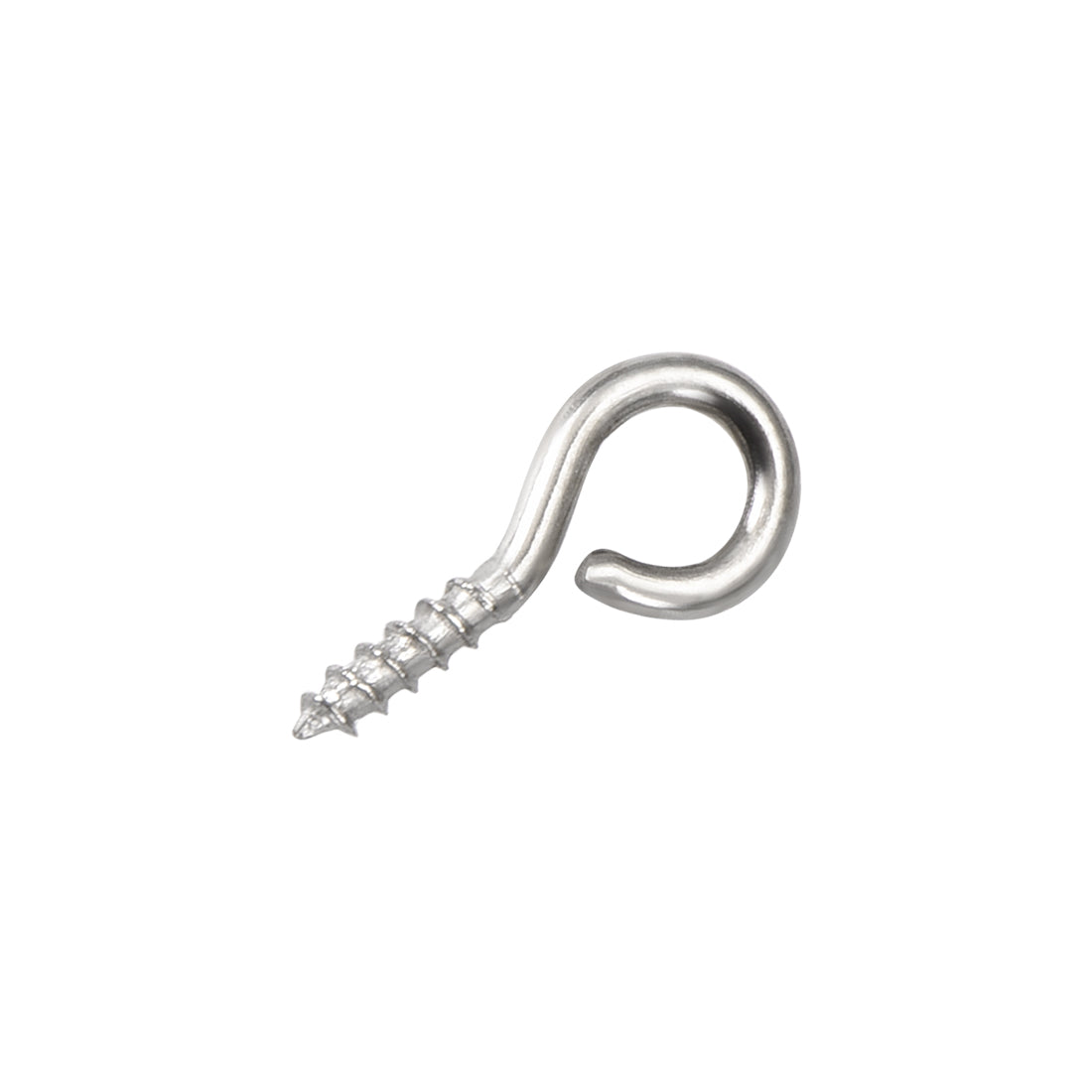 uxcell Uxcell 0.59" Small Screw Eye Hooks Self Tapping Screws Carbon Steel Screw-in Hanger Eye-Shape Ring Hooks Silver 50pcs