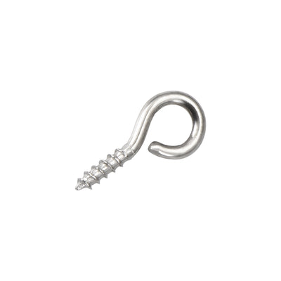 Harfington Uxcell 0.59" Small Screw Eye Hooks Self Tapping Screws Carbon Steel Screw-in Hanger Eye-Shape Ring Hooks Silver 50pcs