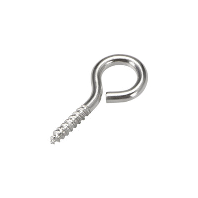 Harfington Uxcell 0.9" Small Screw Eye Hooks Self Tapping Screws Carbon Steel Screw-in Hanger Eye-Shape Ring Hooks Silver 50pcs