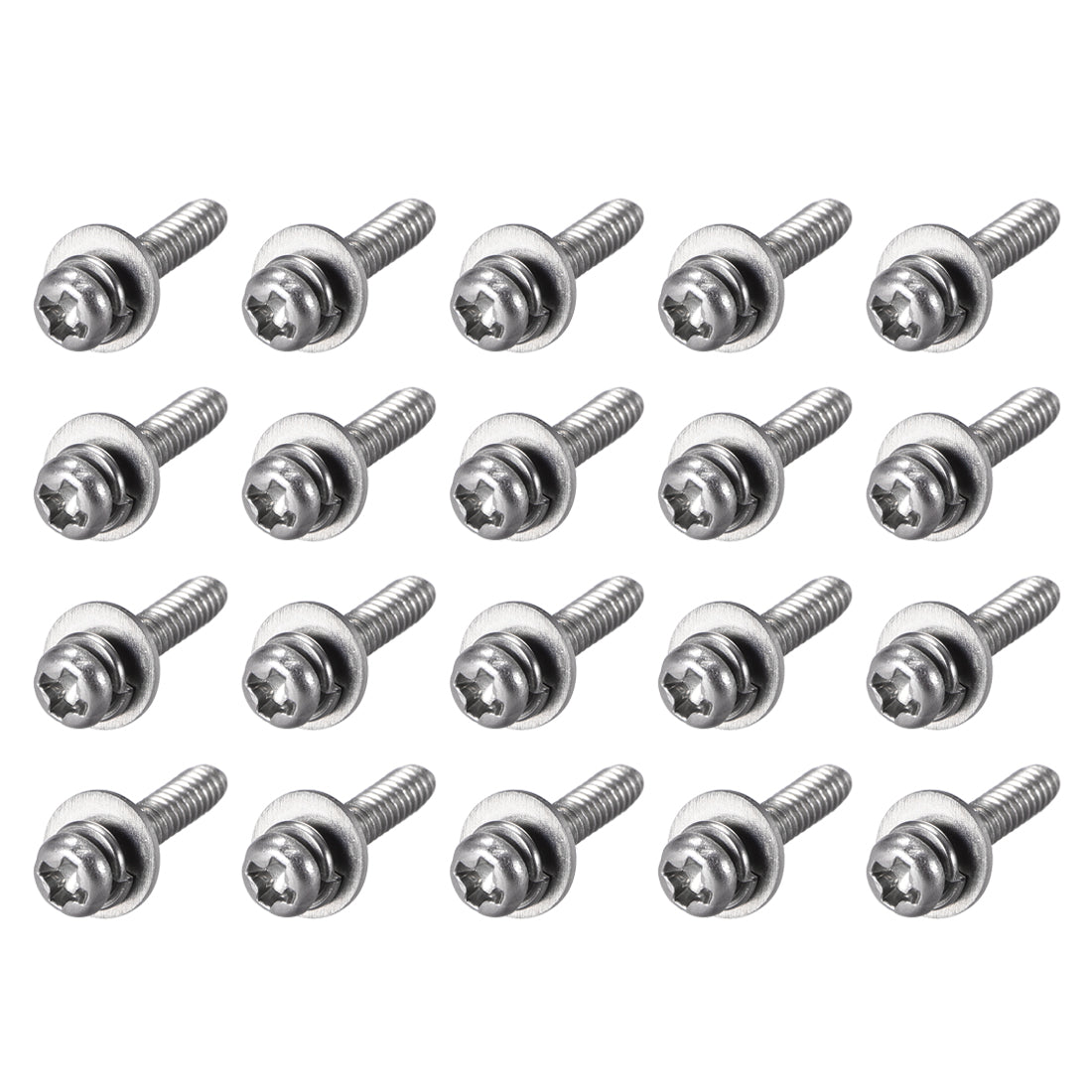 Uxcell Uxcell M2.5 x 16mm Stainless Steel Phillips Pan Head Machine Screws Bolts Combine with Spring Washer and Plain Washers 20pcs