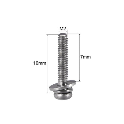 Harfington Uxcell M2.5 x 16mm Stainless Steel Phillips Pan Head Machine Screws Bolts Combine with Spring Washer and Plain Washers 20pcs