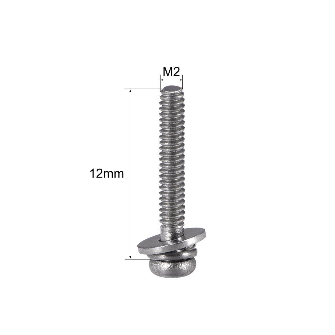 Uxcell Uxcell M2.5 x 16mm Stainless Steel Phillips Pan Head Machine Screws Bolts Combine with Spring Washer and Plain Washers 20pcs