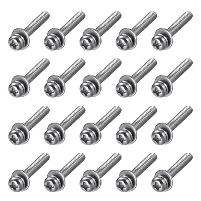 Harfington Uxcell M2.5 x 16mm Stainless Steel Phillips Pan Head Machine Screws Bolts Combine with Spring Washer and Plain Washers 20pcs