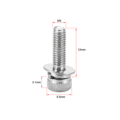 Harfington Uxcell M4 x 12mm Stainless Steel Hex Socket Head Cap Screws Bolts Combine with Spring Washer and Plain Washers 10pcs
