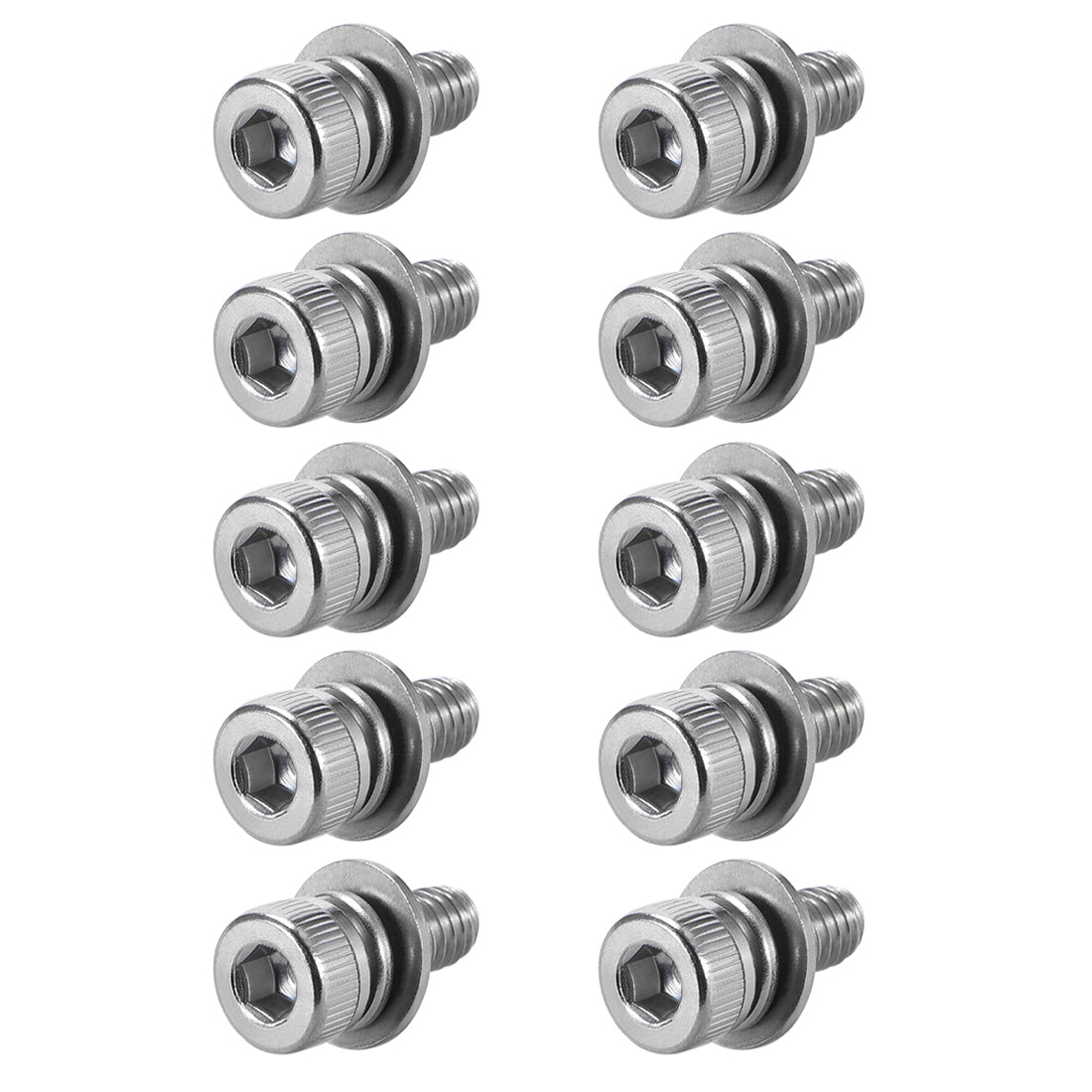 Uxcell Uxcell M4 x 12mm Stainless Steel Hex Socket Head Cap Screws Bolts Combine with Spring Washer and Plain Washers 10pcs