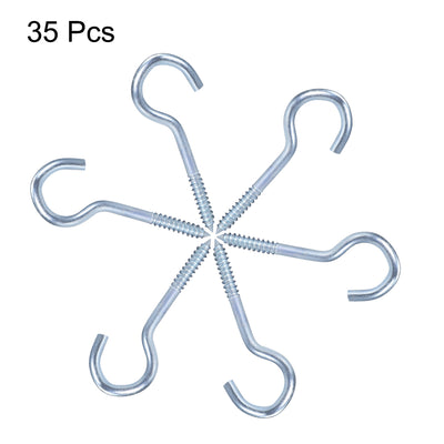 Harfington Uxcell 2" Ceiling Hooks Cup Hook Fine Carbon Steel Screw-in Hanger for Indoor and Outdoor Use 35pcs