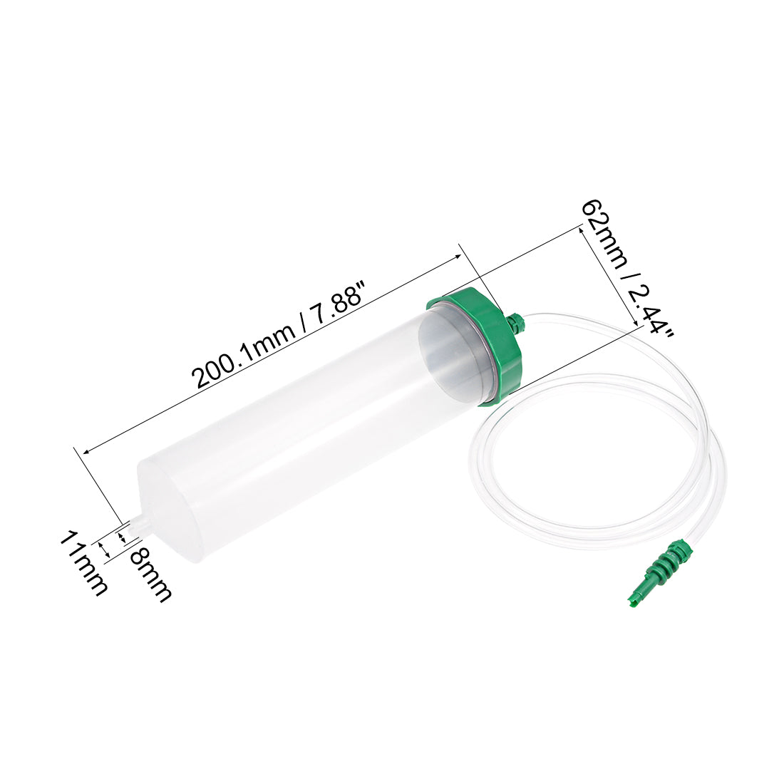 uxcell Uxcell Air Tubing Glue Dispenser Syringes 300cc Clear w Adapter for Industrial, 2 Pcs (Plastic Cover)