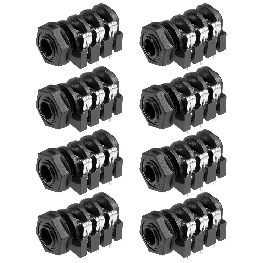 uxcell Uxcell PCB Mount 6.35mm 6 Pin Socket Headphone Stereo Jack  Video Connector Black 8Pcs