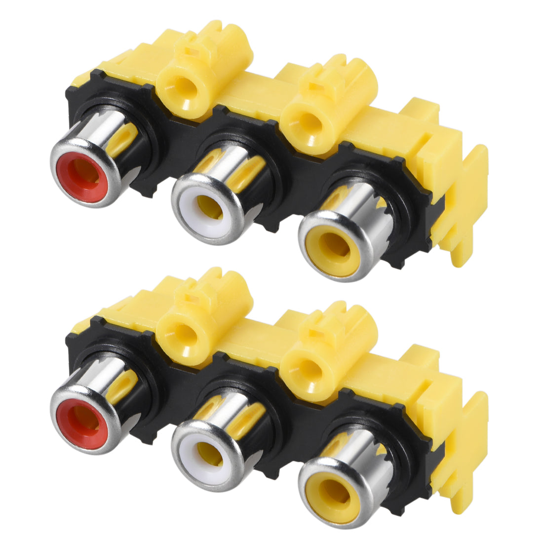 uxcell Uxcell PCB Panel Mount Triple RCA Socket Female Jack Audio Video AV Connector Red White Yellow 2Pcs