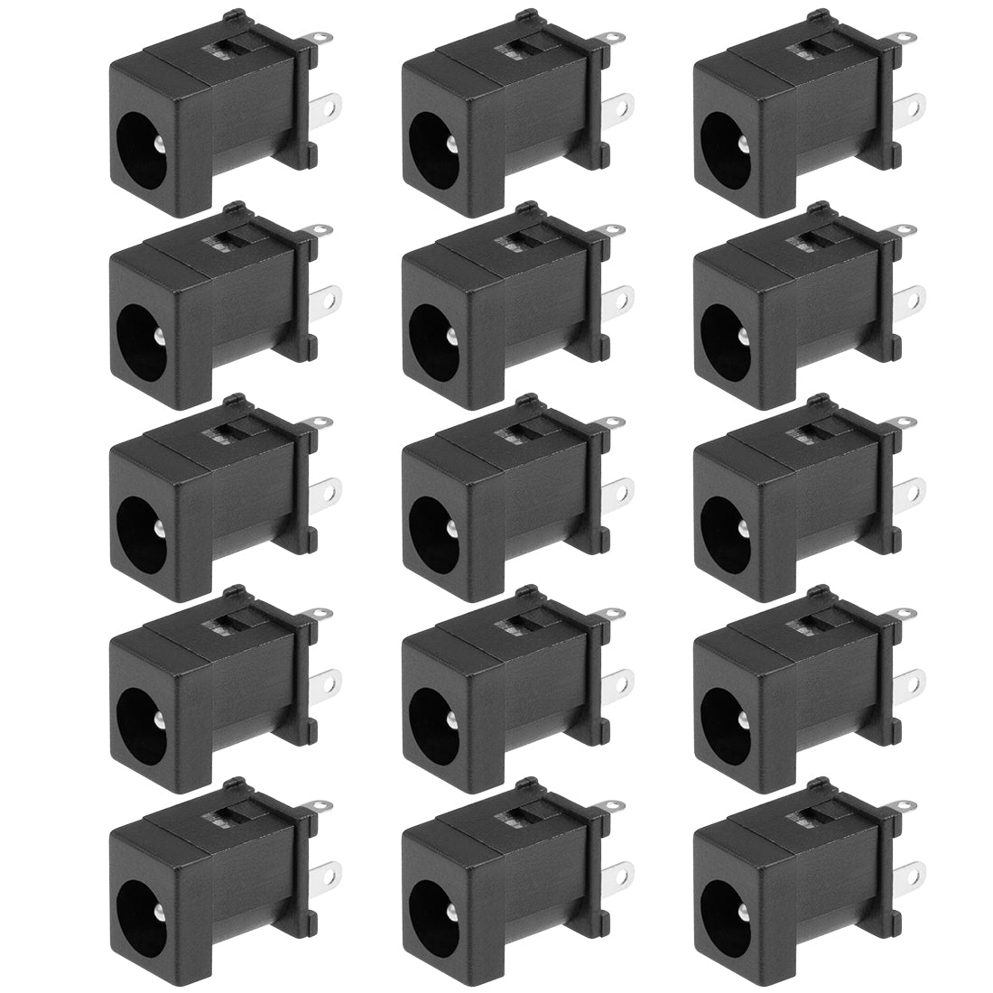 uxcell Uxcell PCB Mount 5.5mm x 2.1mm 3 Pin Audio Video DC Power Connector Socket DC012A Black 15Pcs