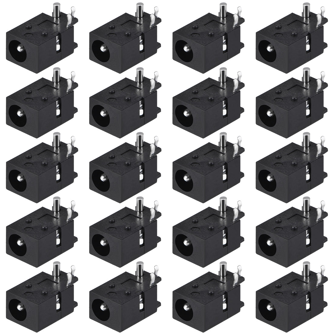 uxcell Uxcell PCB Mount 4.0mm x 1.7mm 3 Pin Audio Video DC Power Connector Socket DC023 Black 20Pcs