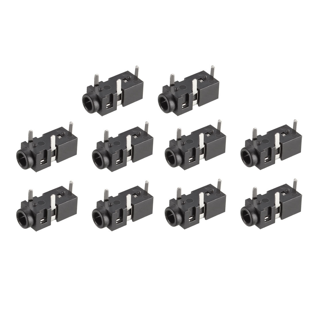 uxcell Uxcell PCB Mount 2.5mm 3 Pin Socket Headphone Stereo Jack Connector PJ208 Black 10Pcs