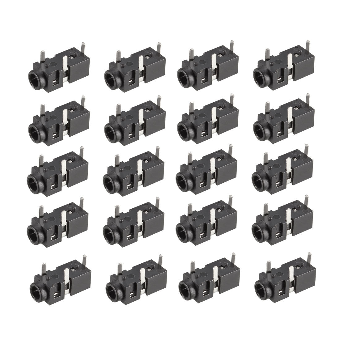 uxcell Uxcell PCB Mount 2.5mm 3 Pin Socket Headphone Stereo Jack Audio Video Connector PJ208 Black 20Pcs