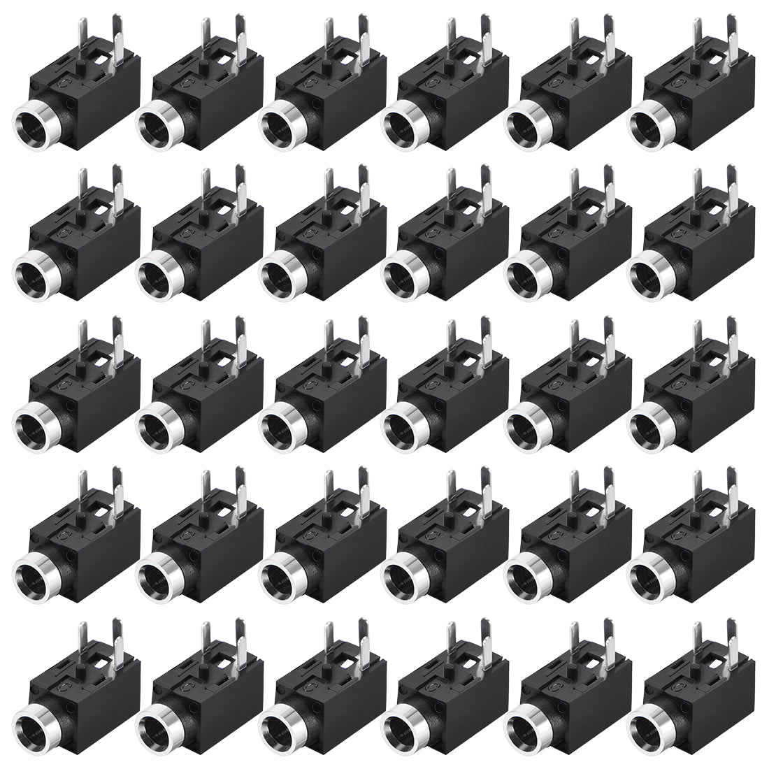 uxcell Uxcell PCB Mount 2.5mm 3 Pin Socket Headphone Stereo Jack Audio Video Connector PJ210 Black 30Pcs