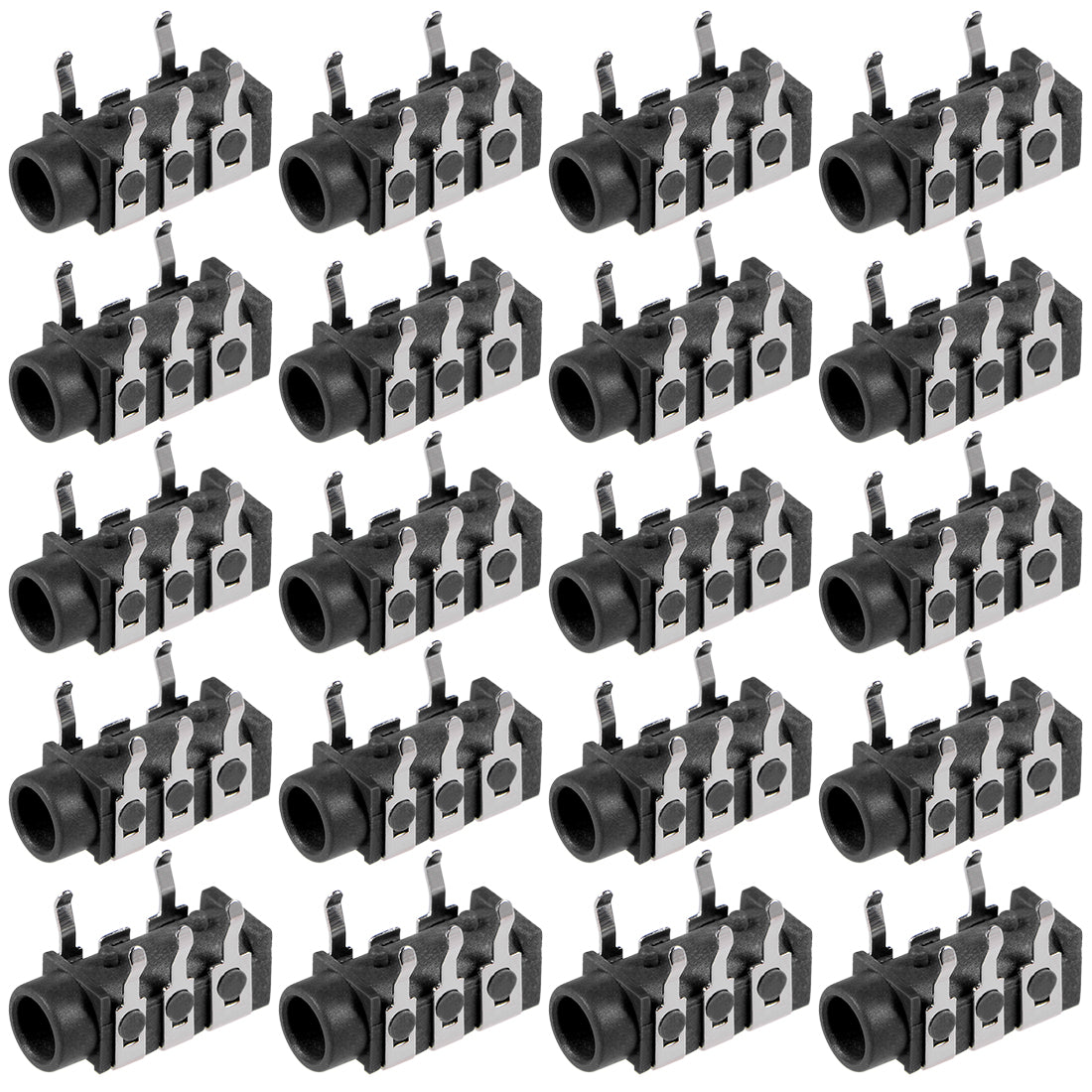 uxcell Uxcell PCB Mount 3.5mm 5 Pin Socket Headphone Stereo Jack Audio Video Connector PJ313 Black 20Pcs