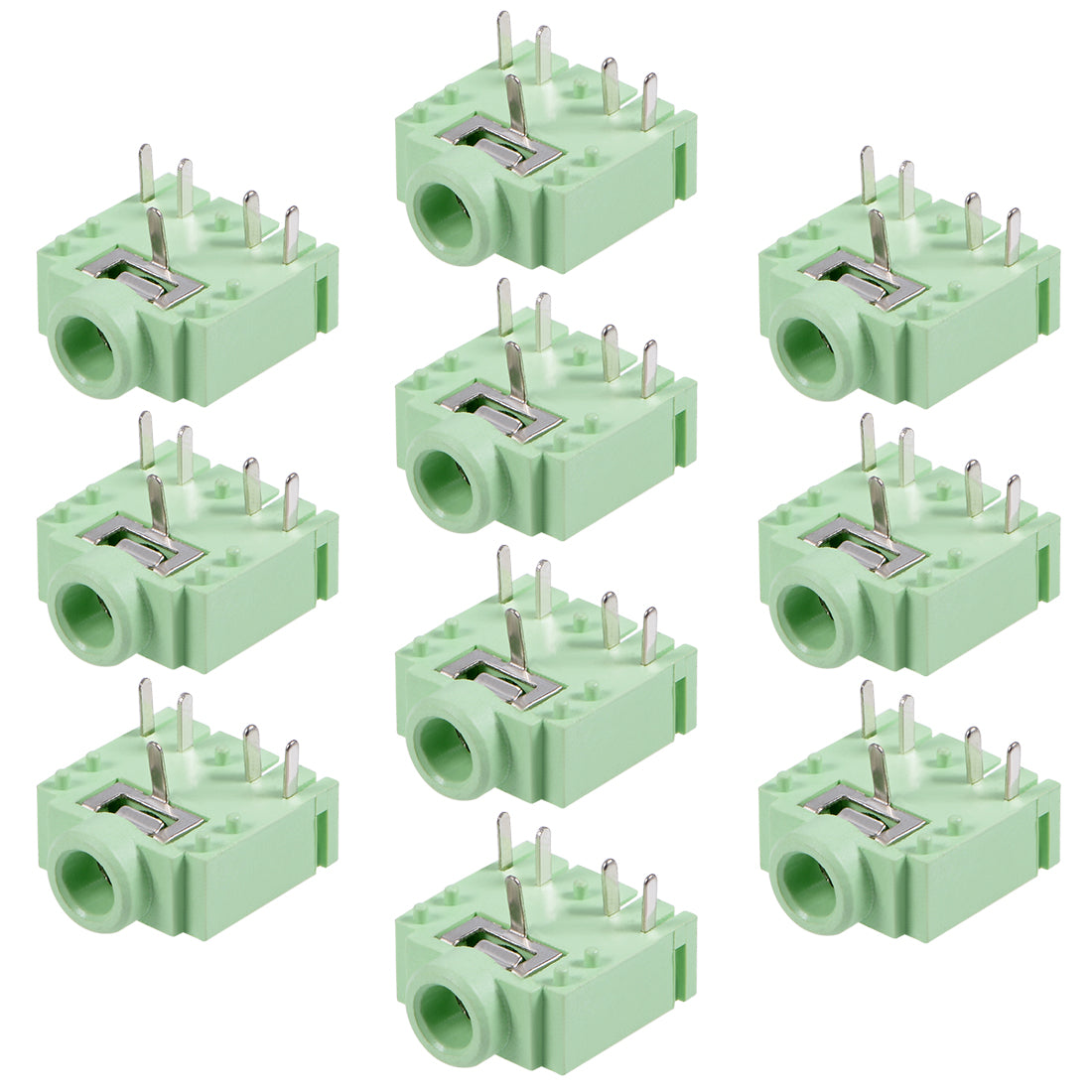 uxcell Uxcell PCB Mount 3.5mm 5 Pin Socket Headphone Stereo Jack Audio Video Connector PJ307 Green 10Pcs