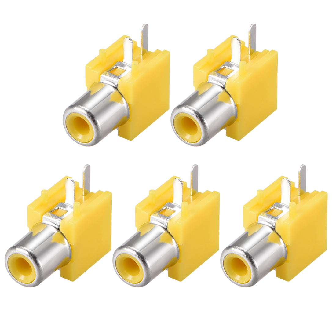 uxcell Uxcell PCB Panel Mount Single RCA Socket Female Jack Video Connector Yellow 5Pcs