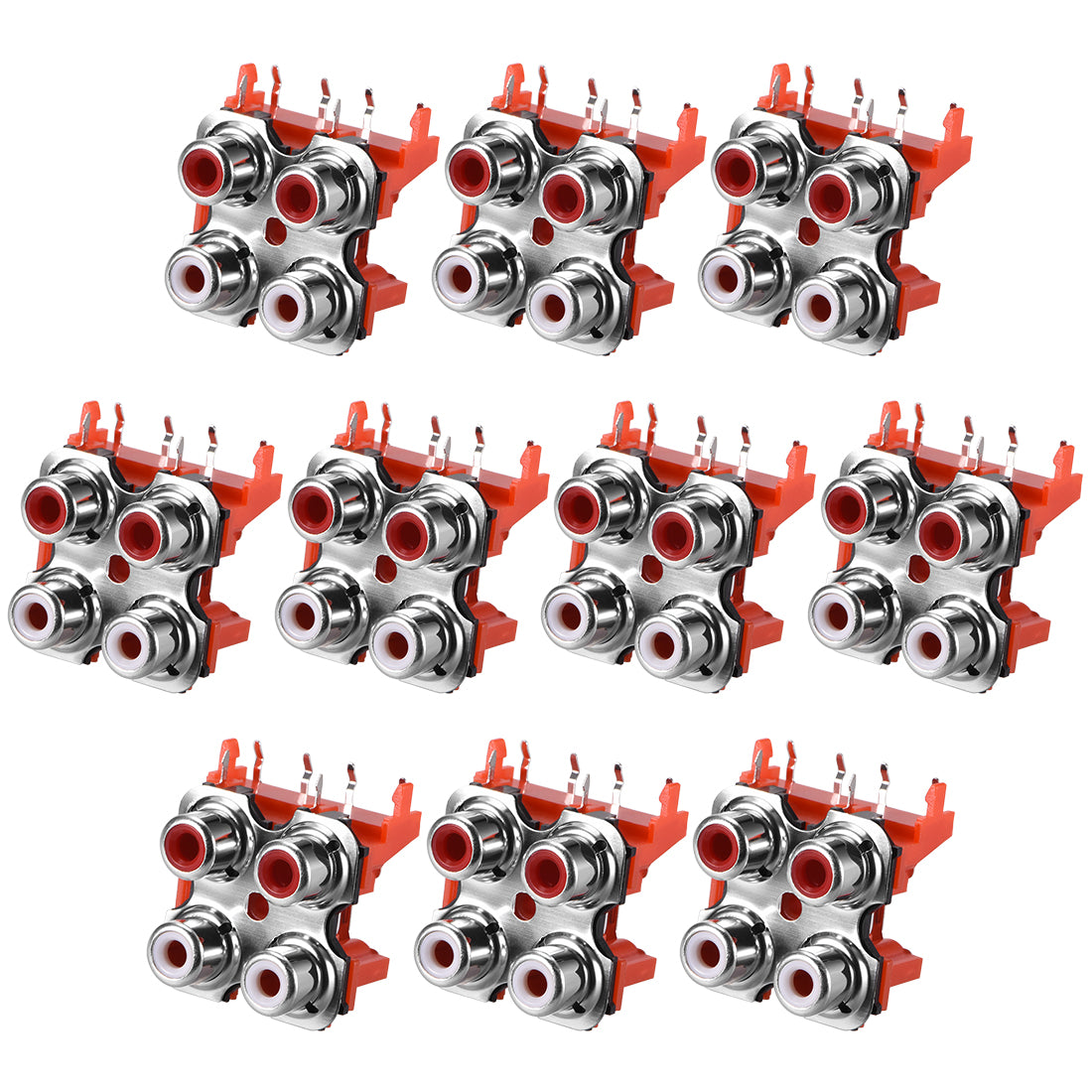 uxcell Uxcell PCB Panel Mount 4 RCA Socket Female Jack Audio Video AV Connector Red 10Pcs