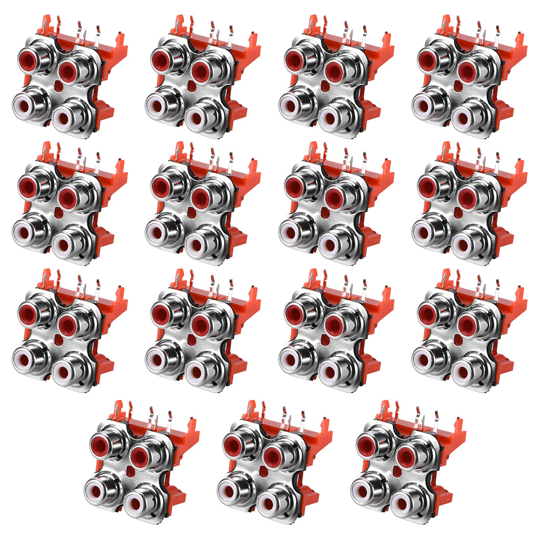 uxcell Uxcell PCB Panel Mount 4 RCA Socket Female Jack Audio Video AV Connector Red 15Pcs