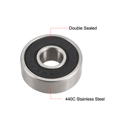 Harfington Uxcell Deep Groove Ball Bearings Double Seal Stainless Steel