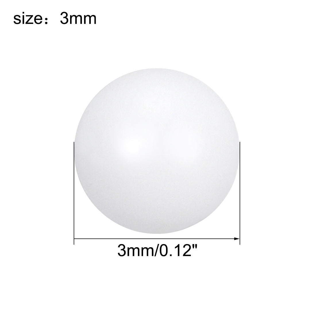 uxcell Uxcell PTFE Ball, 3mm Diameter, Ground Finish, Diaphragm Pneumatic Pump White, 5pcs