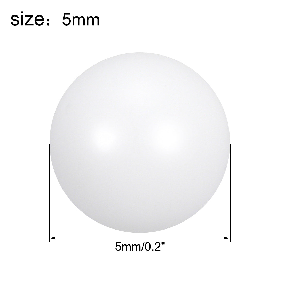 uxcell Uxcell PTFE Ball, 5mm Diameter, Ground Finish, Diaphragm Pneumatic Pump White, 5pcs