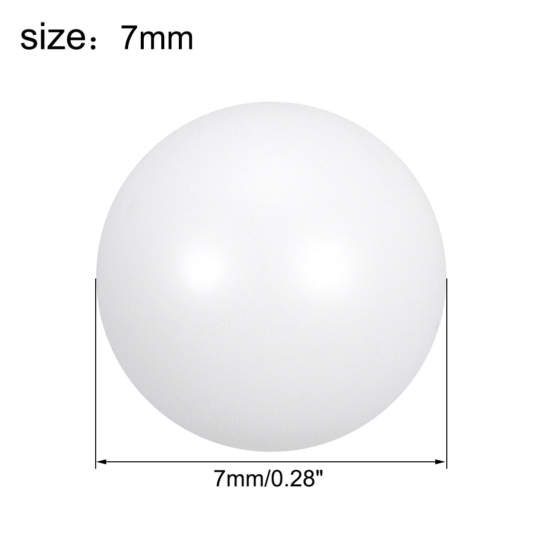 uxcell Uxcell PTFE Ball, 7mm Diameter, Ground Finish, Diaphragm Pneumatic Pump White, 5pcs