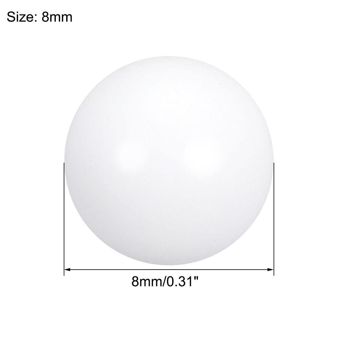 uxcell Uxcell PTFE Ball, 8mm Diameter, Ground Finish, Diaphragm Pneumatic Pump White