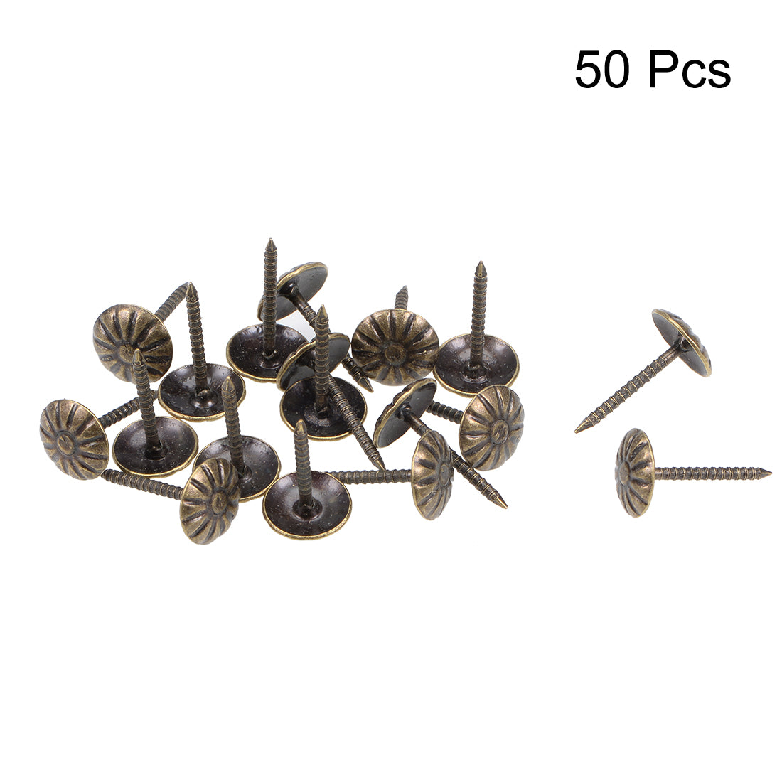 uxcell Uxcell Upholstery Nails Tacks 11mm Head Dia Antique Round Thumb Push Pin Bronze Tone 50 Pcs