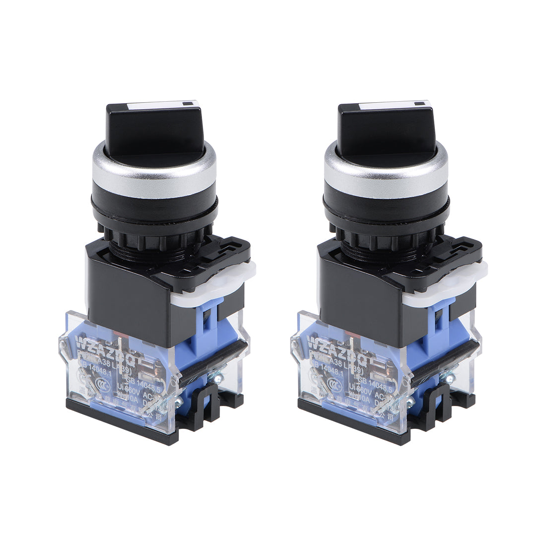 uxcell Uxcell Rotary Selector Switch 2 Positions 2NC Self-Lock Latching AC 660V 10A 22mm Panel Mount 2pcs