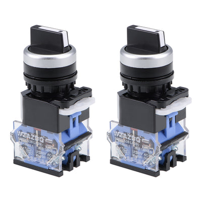 Harfington Uxcell Rotary Selector Switch 3 Positions 2NC Self-Lock Latching AC 660V 10A 22mm Panel Mount 2pcs