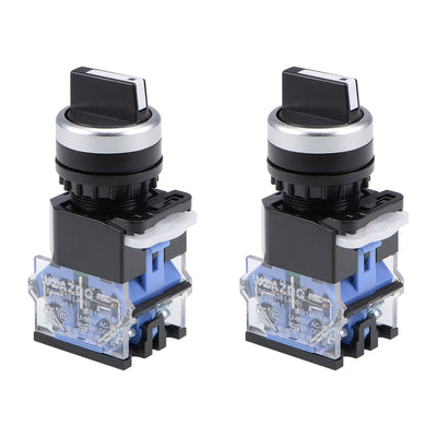 Harfington Uxcell Rotary Selector Switch 2 Positions 2NO Momentary AC 660V 10A 22mm Panel Mount 2pcs