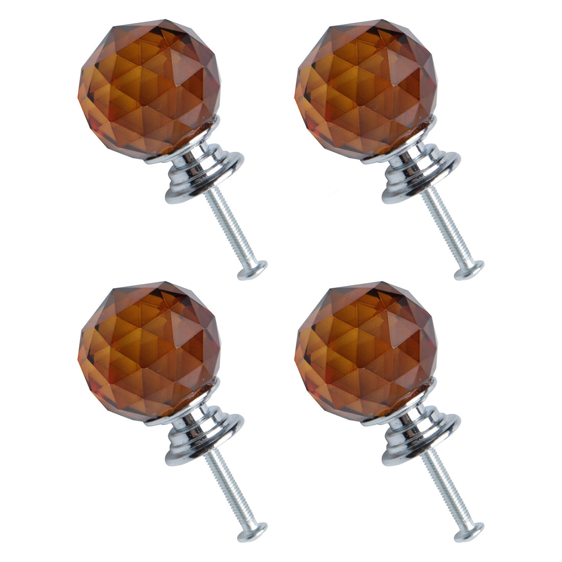 uxcell Uxcell Crystal Knobs Drawer Pull Handle Cupboard Cabinet Dresser Brown 30mm Dia 4pcs