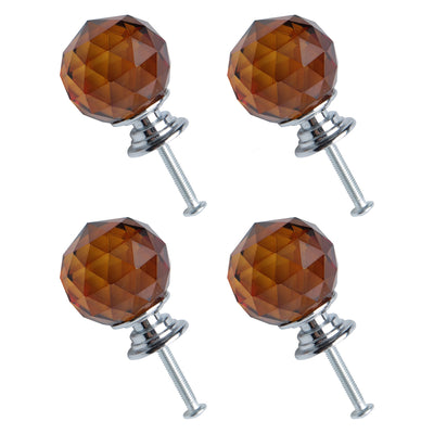 Harfington Uxcell Crystal Knobs Drawer Pull Handle Cupboard Cabinet Dresser Brown 30mm Dia 4pcs