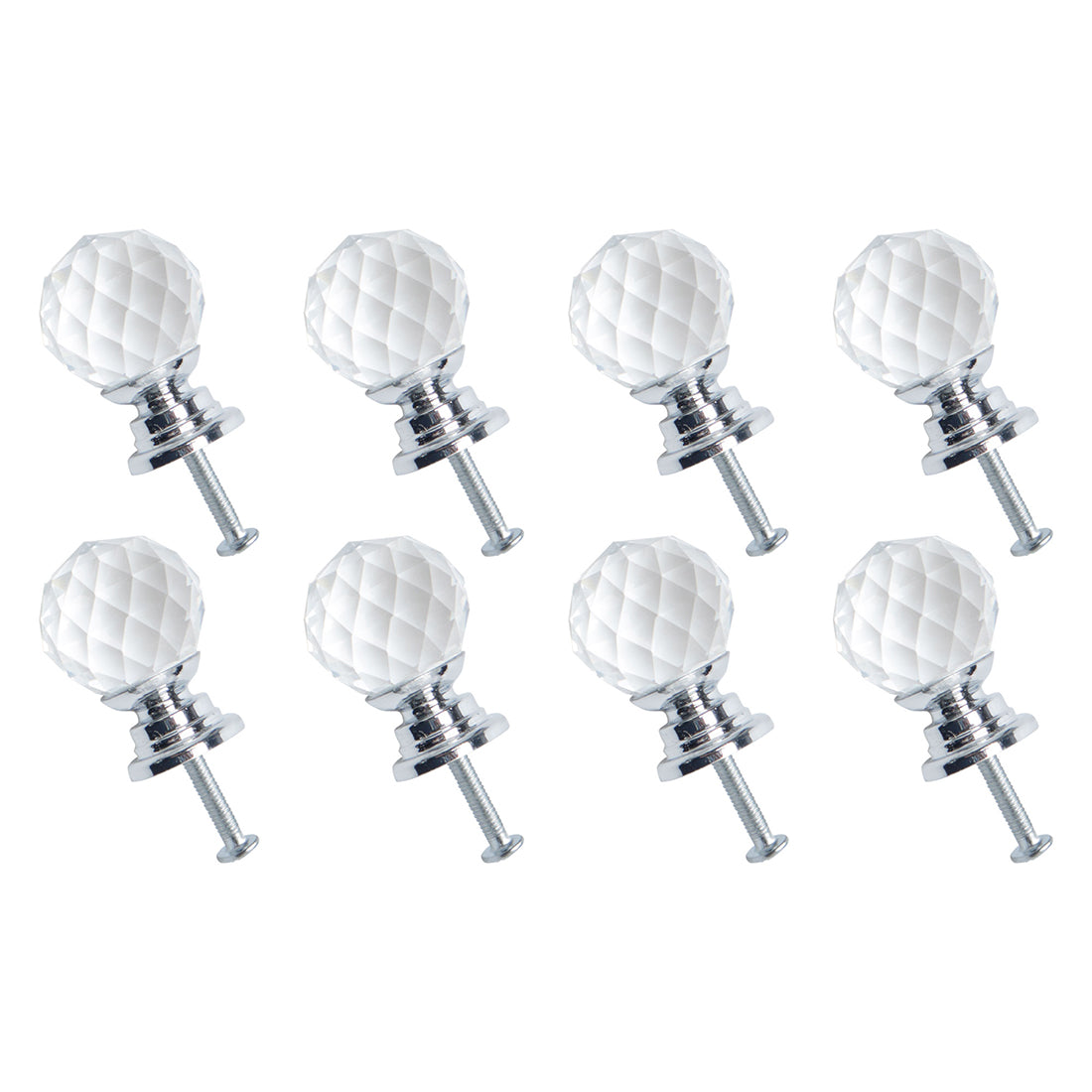 uxcell Uxcell Crystal Knobs Drawer Pull Handle Cupboard Wardrobe Silver Color 20mm Dia 8pcs