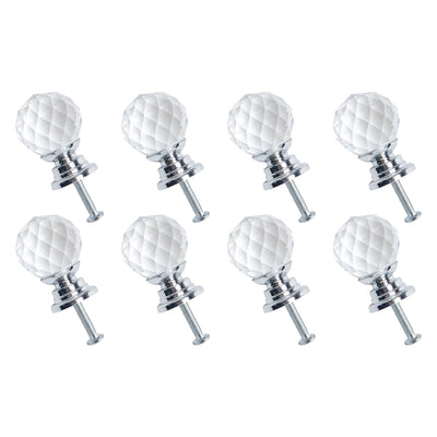 Harfington Uxcell Crystal Knobs Drawer Pull Handle Cupboard Wardrobe Silver Color 20mm Dia 8pcs