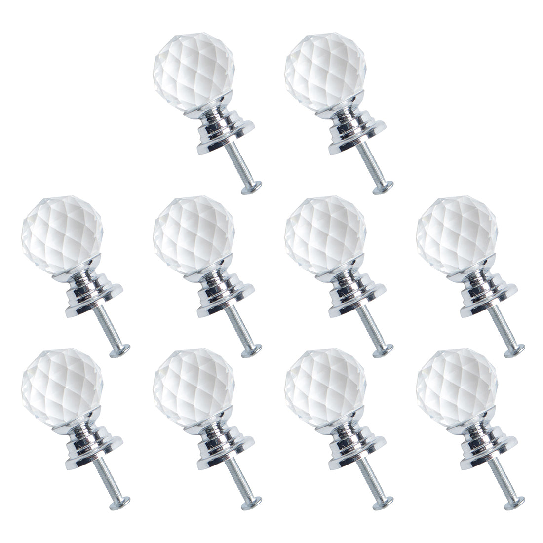 uxcell Uxcell Crystal Knobs Drawer Pull Handle Cupboard Wardrobe Silver Color 20mm Dia 10pcs