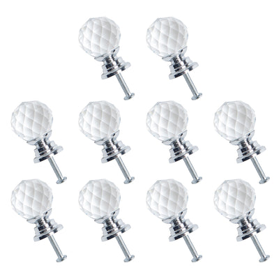 Harfington Uxcell Crystal Knobs Drawer Pull Handle Cupboard Wardrobe Silver Color 20mm Dia 10pcs