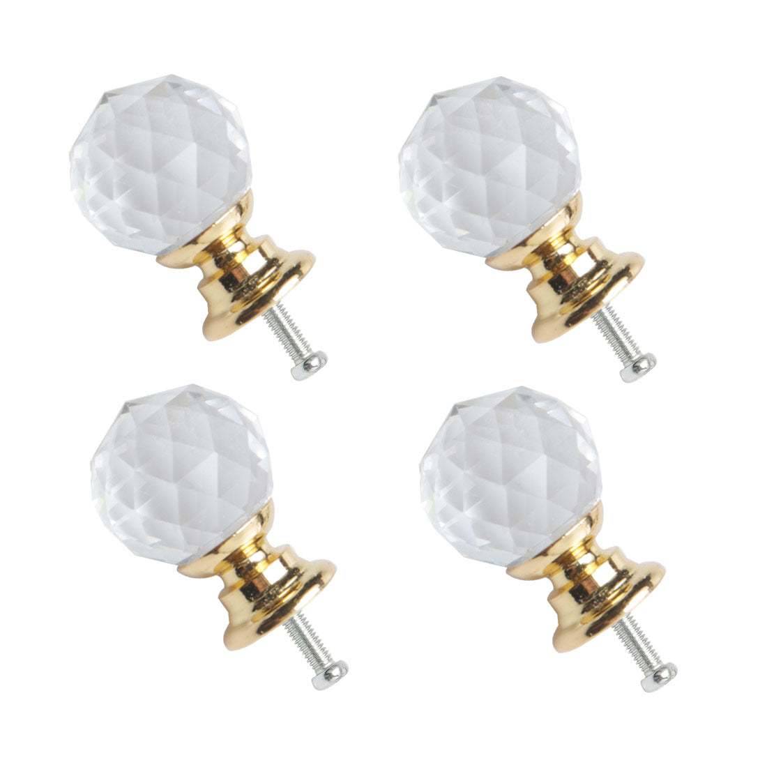 uxcell Uxcell Crystal Knobs Drawer Pull Handle Wardrobe Door Cabinet Gold Color 20mm Dia 4pcs