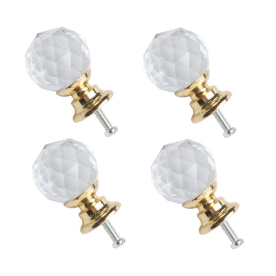 Harfington Uxcell Crystal Knobs Drawer Pull Handle Wardrobe Door Cabinet Gold Color 20mm Dia 4pcs
