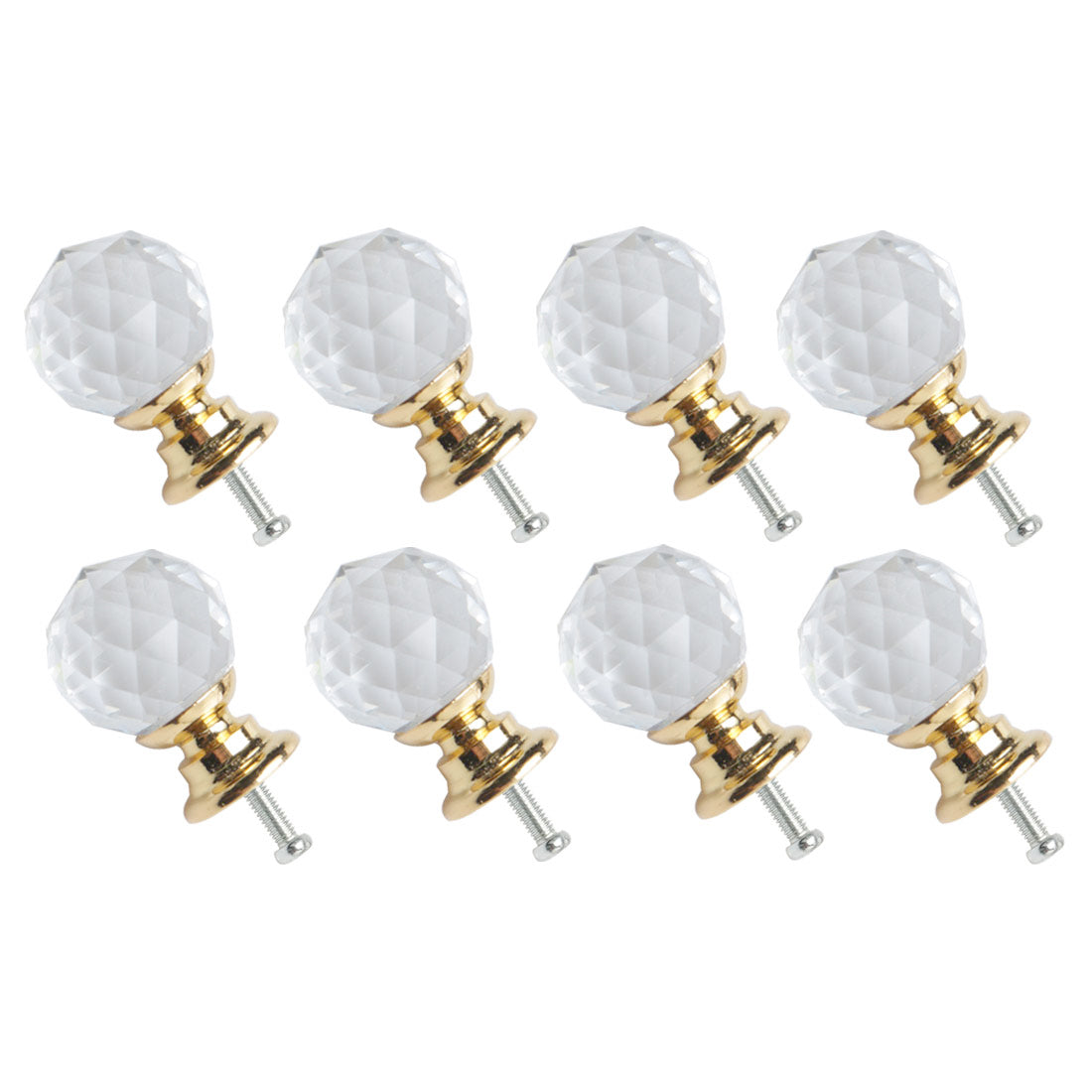 uxcell Uxcell Crystal Knobs Drawer Pull Handle Cupboard Door Cabinet Gold Color 20mm Dia 8pcs