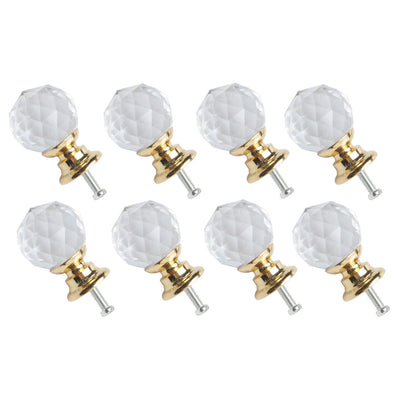 Harfington Uxcell Crystal Knobs Drawer Pull Handle Cupboard Door Cabinet Gold Color 20mm Dia 8pcs