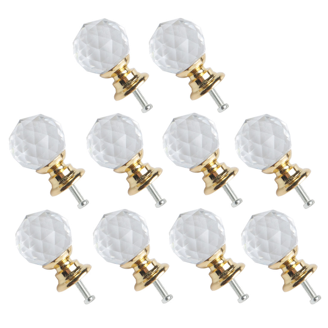 uxcell Uxcell Crystal Knobs Drawer Pull Handle Cupboard Cabinet Door Gold Color 20mm Dia 10pcs